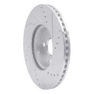 Toyota Yaris Brake Rotor (1) - Front Left - R1 Concepts - Drilled & Slotted - Silver - `12-`18